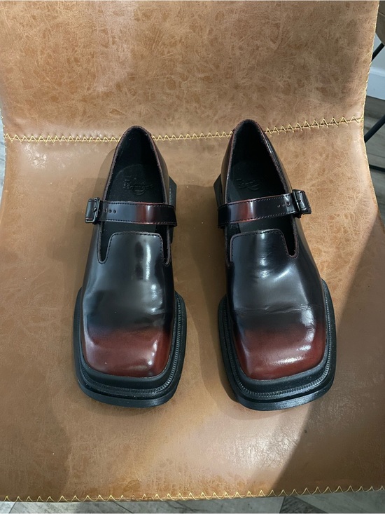 Dr. Martens Shoes - Womens Doc Martens  Burgundy Leather Strap Shoes